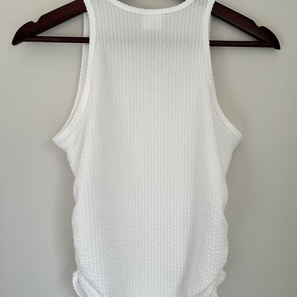 Abercrombie Kids Waffle White Tank Top with Gathered Sides - Picture 2 of 5